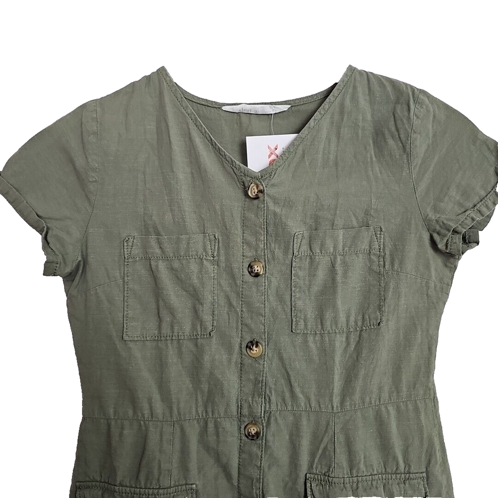 EK4883 Damen Kleid Von H&M, Olivengrün, Gr. 146 1