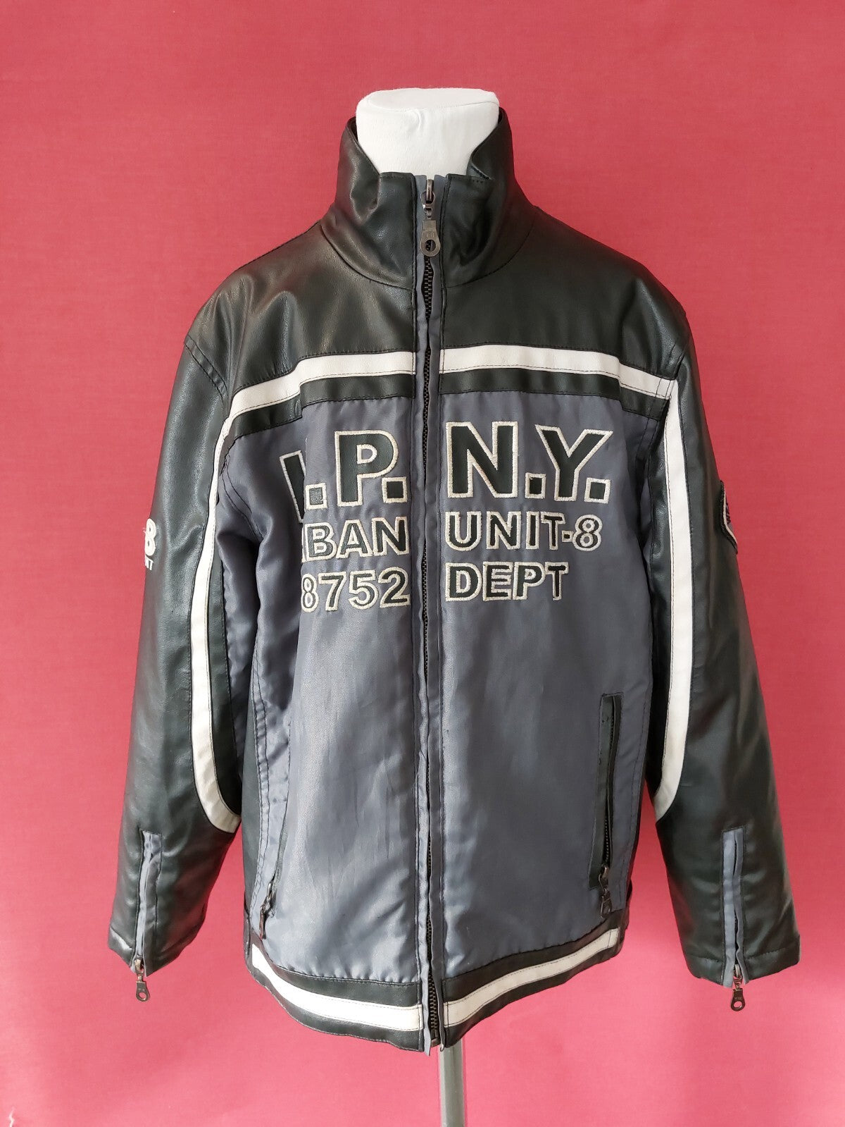 EK0993 Kinder Lederjacke Tantum O.N.,Grau,Schwarz ,Gr.1460