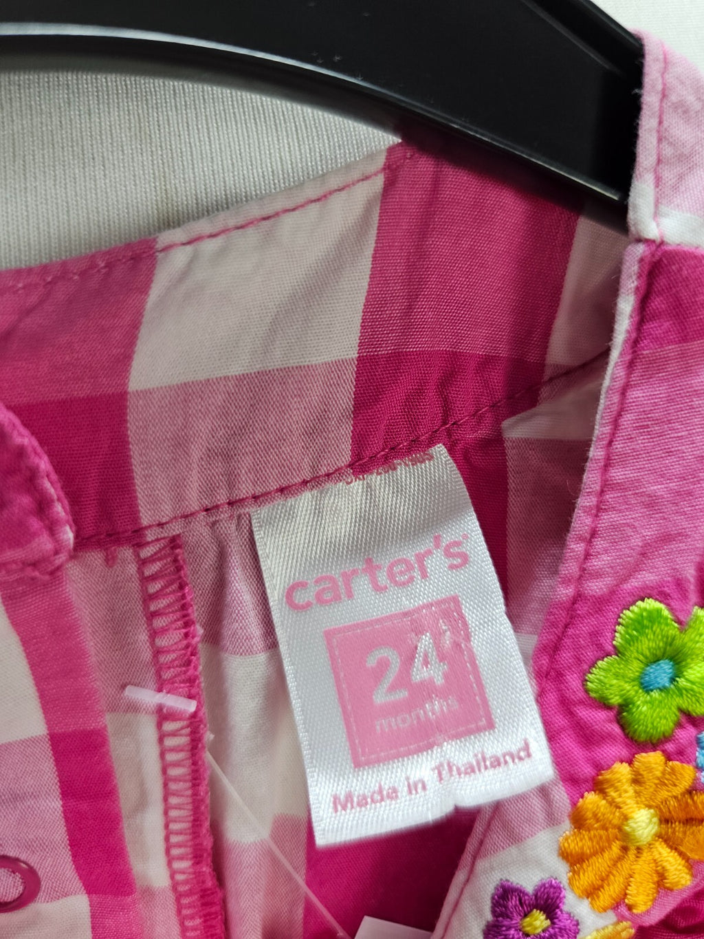 EK4598 Mädchen Bodykleid von Carter´s, pink/weiß kariert, Gr. 24M3