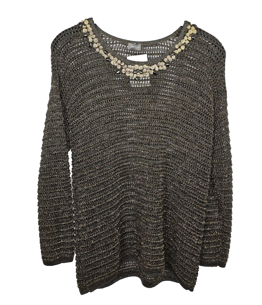 EK7589 Damen Pullover von Gelco, grün-gold, Gr.420