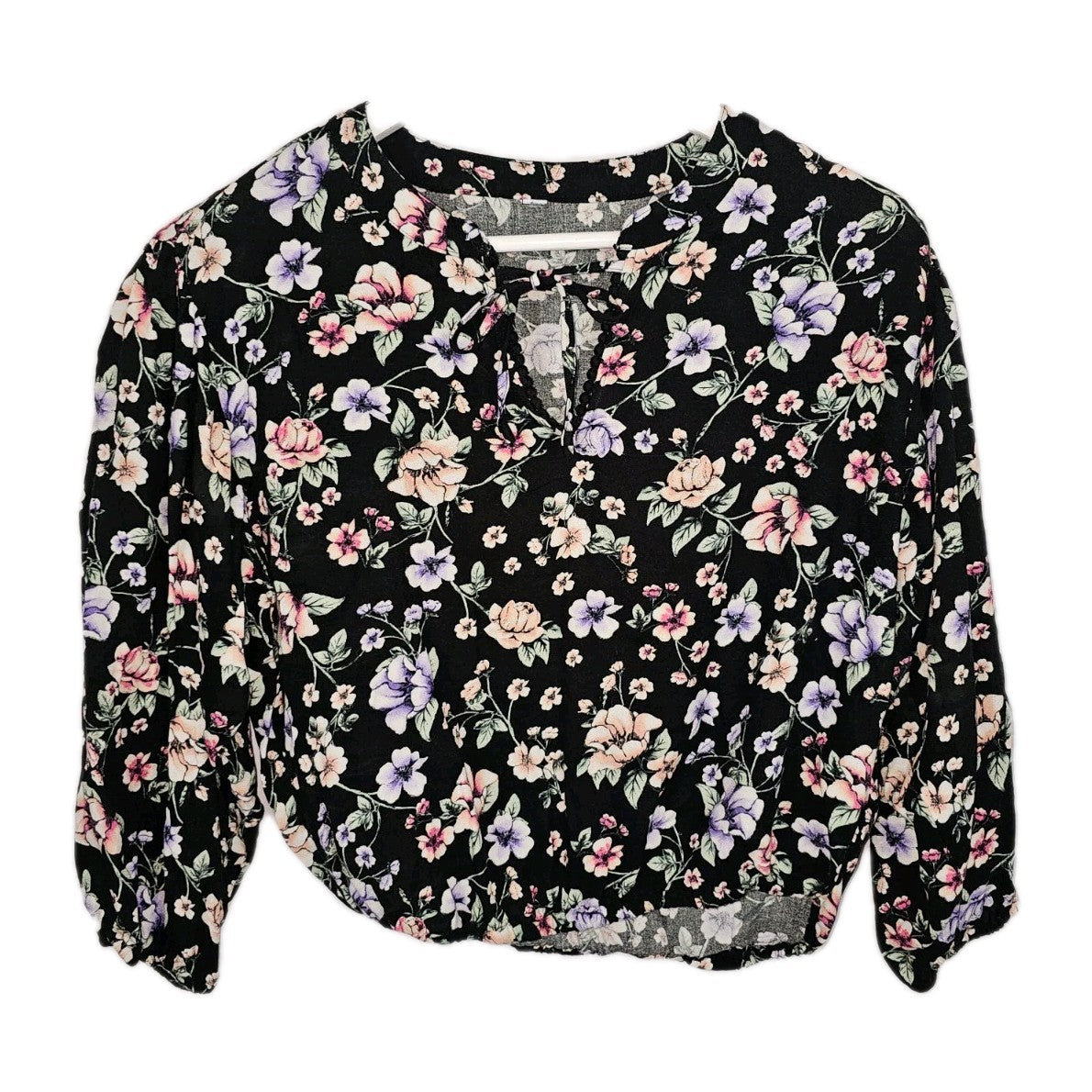 EK10858 Damen Bluse von Takko, schwarz mit Blumenmuster, Gr.360