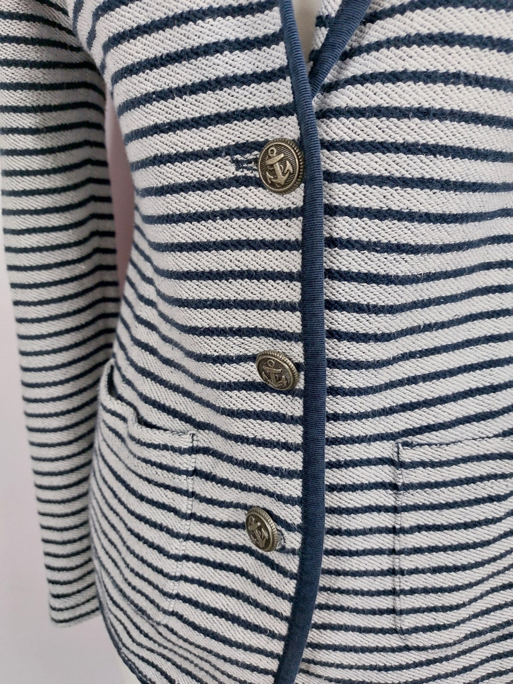 EK4494 Damen Blazer von Lands`end, blau-weiß, Gr.S1