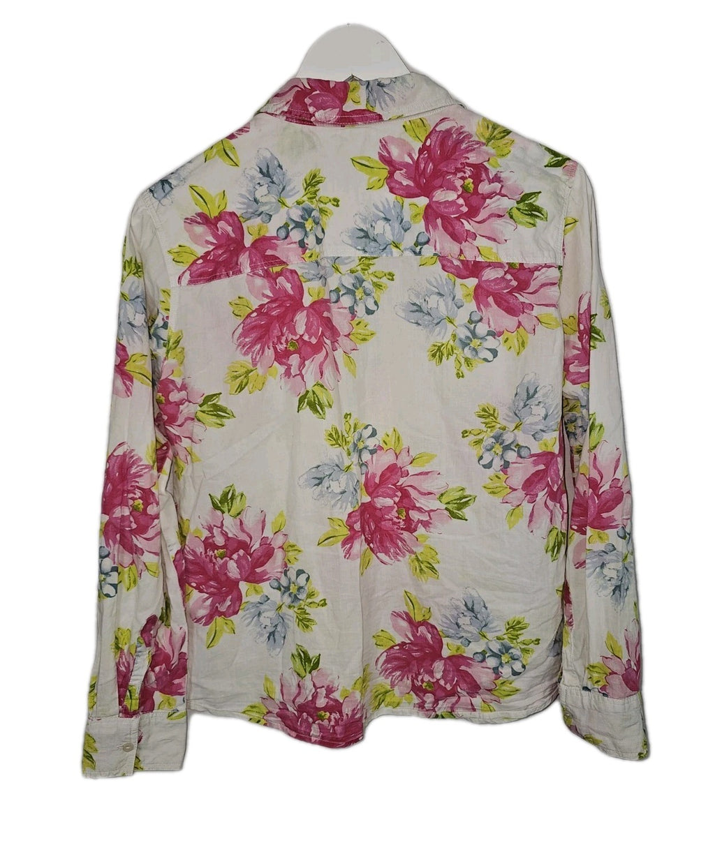 EK10050 Damen Bluse von United Colors Of Benetton, weiß mit Blumenmuster, Gr.M3
