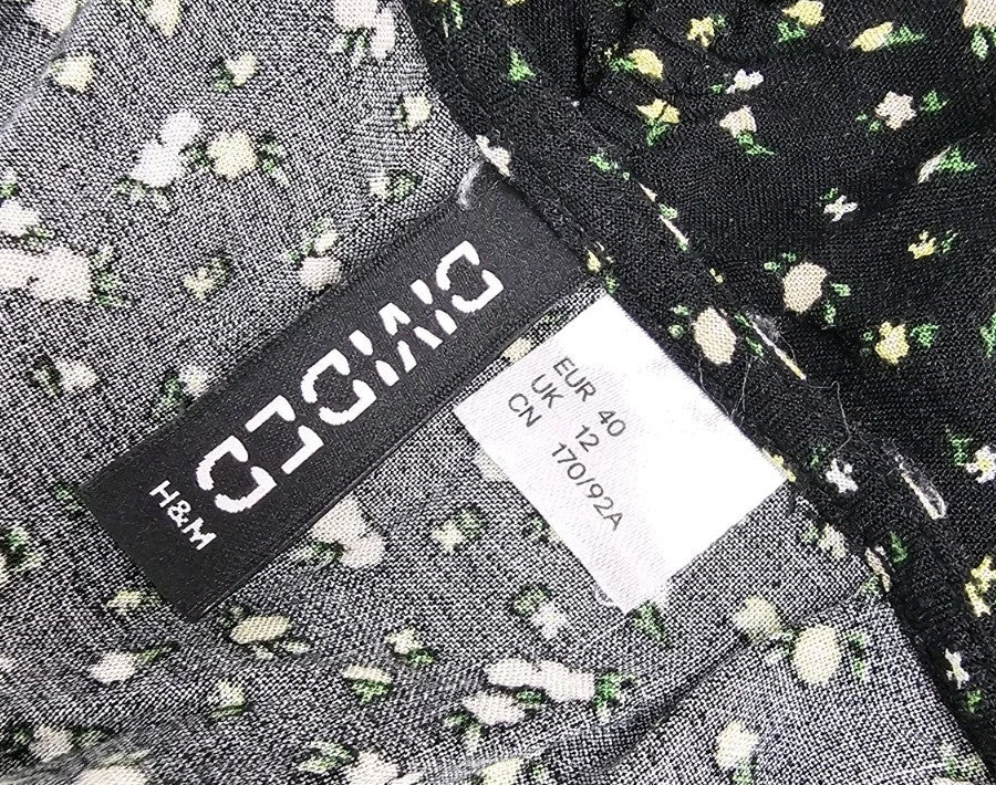 EK10254 Damen Jumpsuit von Divided H&M, schwarz mit Blumenmuster, Gr.402