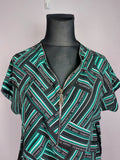 EK0910 Damen Bluse, schwarz/grün/weiß, Gr. 421