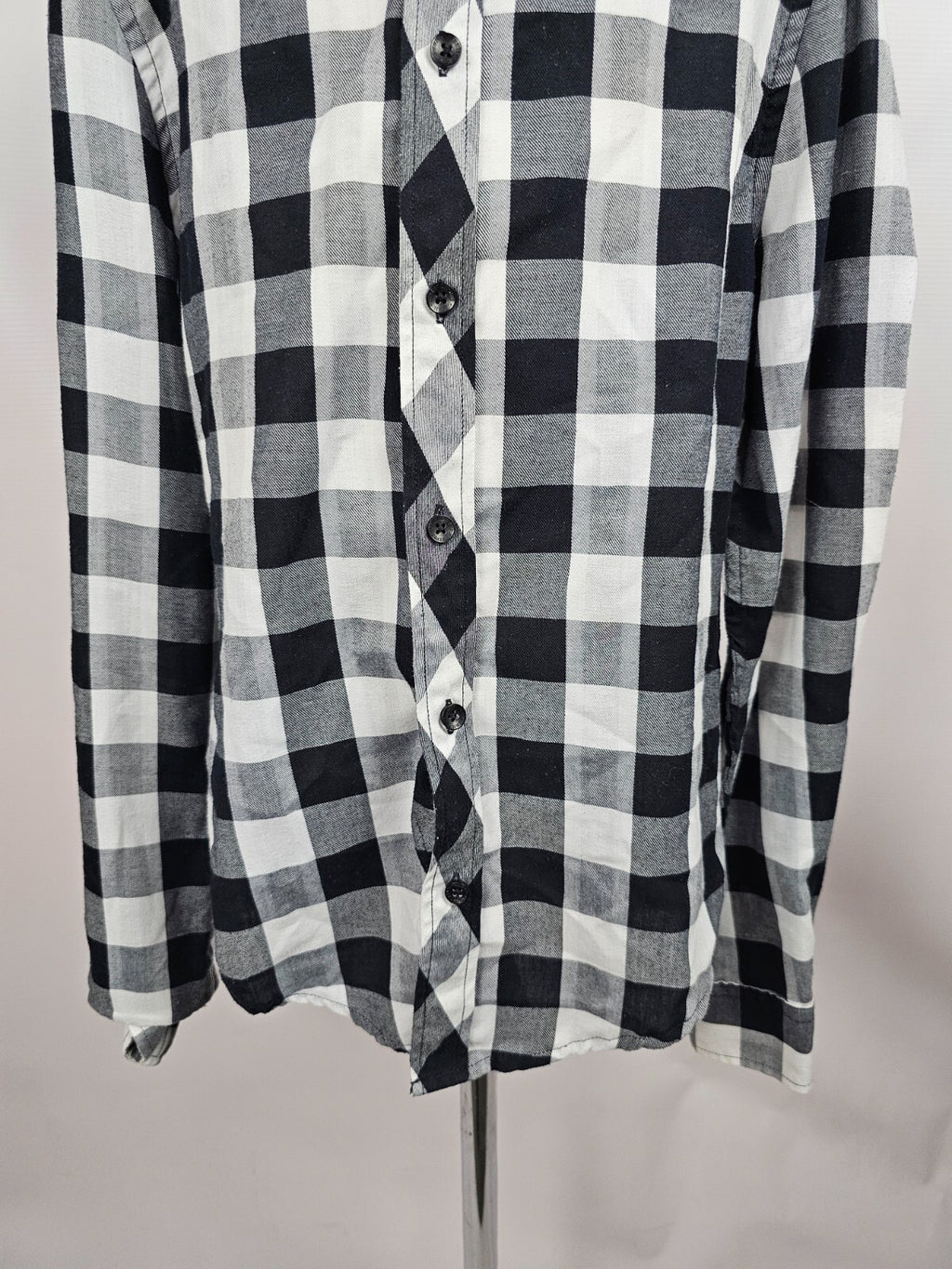 EK5607 Damen Bluse von FSBN, schwarz/weiß, kariert, Gr. XS2