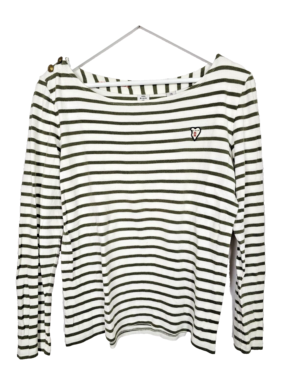 EK4933 Damen Langarmshirt von Scotch& Soda, grün-weiß, Gr.S0