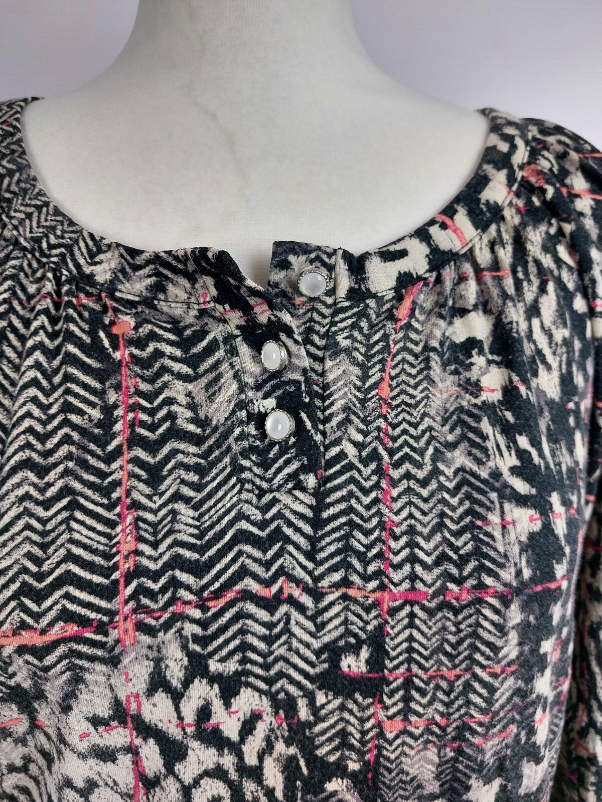 EK0034 Damen Shirt von San Setto, langarm, grau/schwarz/pink, Gr. 361