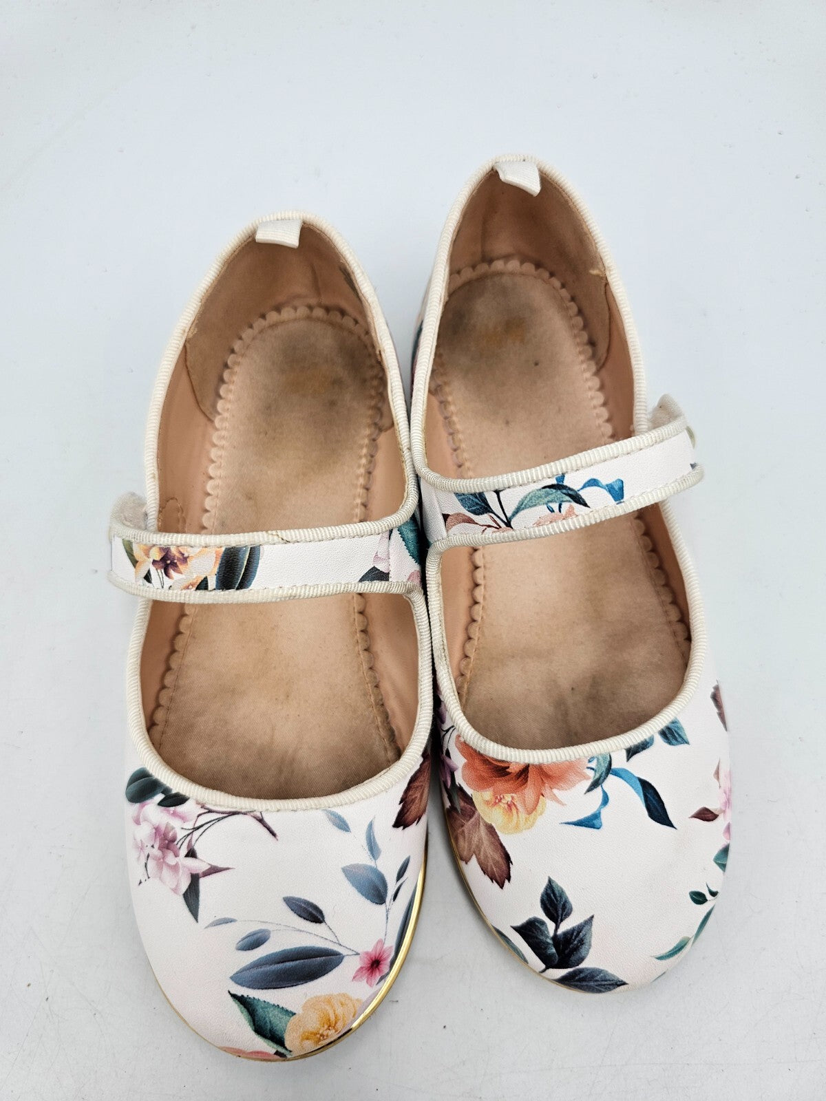 ES0090 Mädchen Ballerinas von H&M, weiß, Blumen, gr. 311