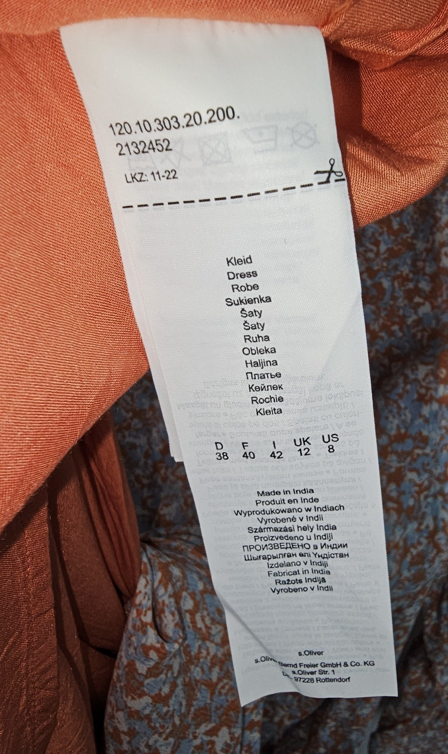 EK7639 Damen Kleid von S.Oliver, Orange, Gr.383