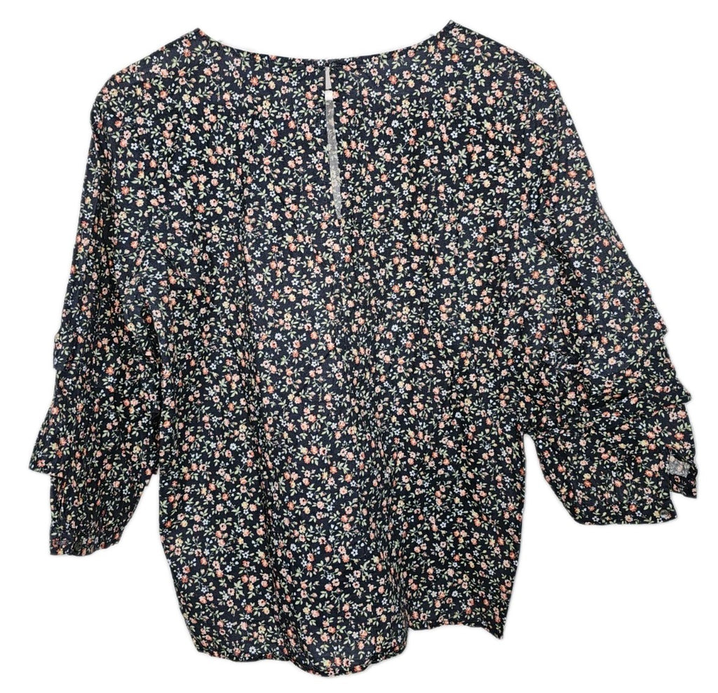 EK9957 Damen Bluse von EDC, blau, Blumenmuster, Gr.S4