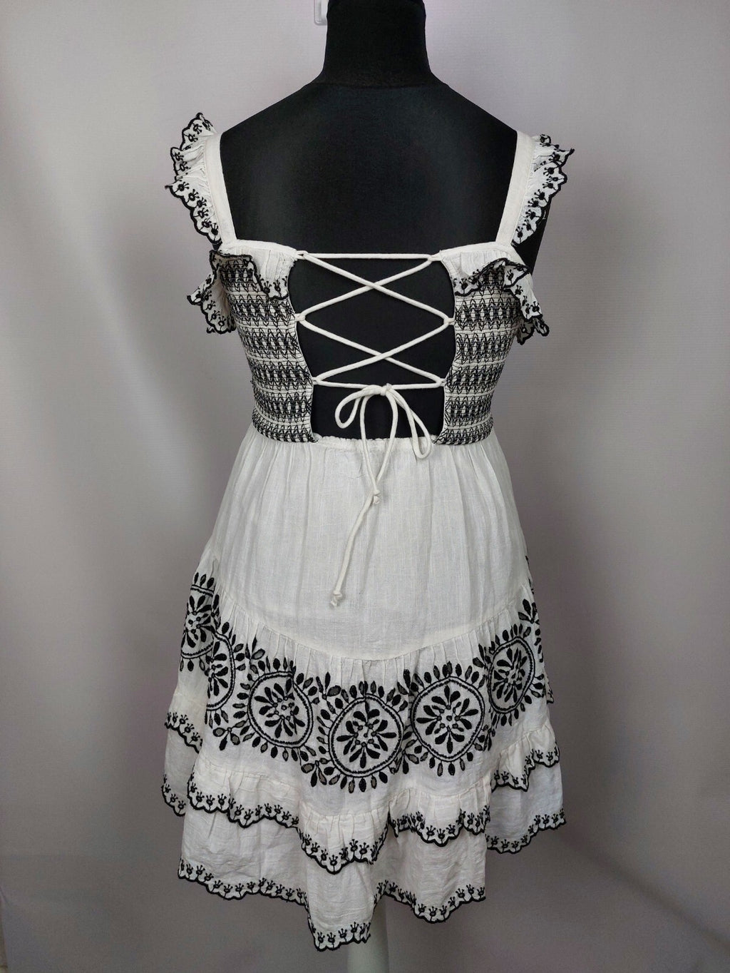 EK4856 Damen Kleid von River Island, weiß-schwarz, Gr.14(XL)6