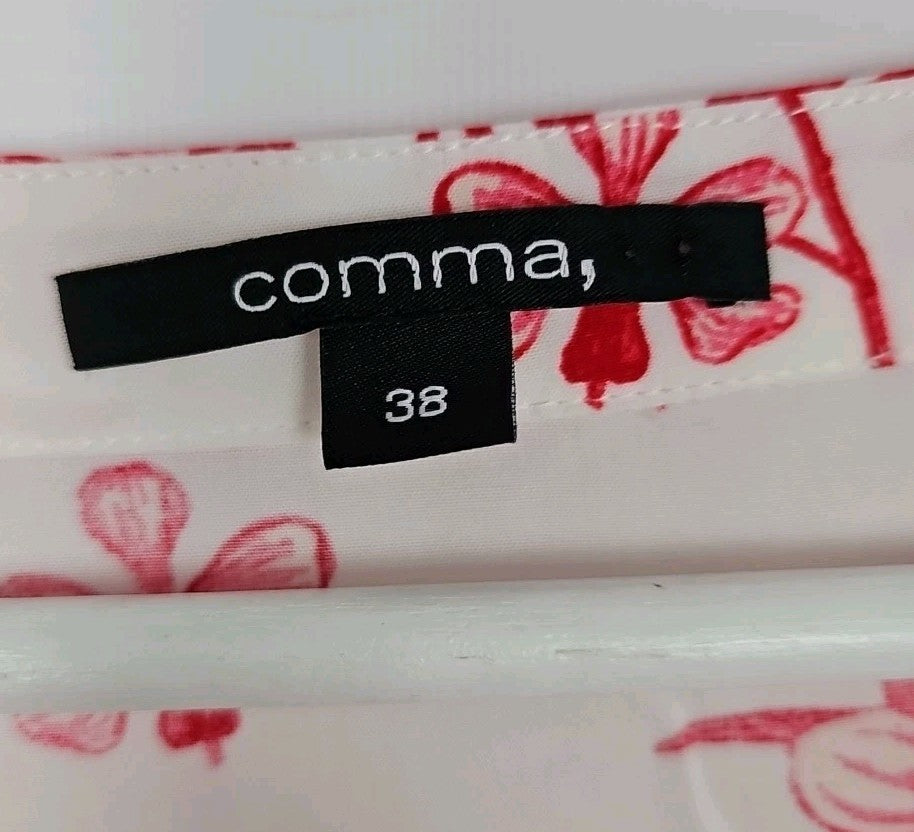 EK2579 Damen T-Shirt Comma Gr.38 Weiß Mit Blumenmuster1