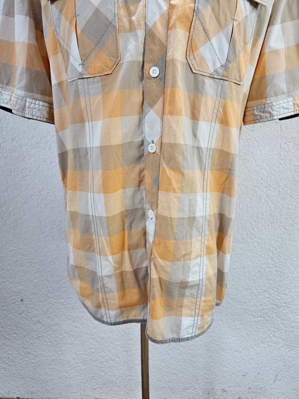 EK5799 Herren Hemd von s.Oliver, orange/beige kariert, gr. L2