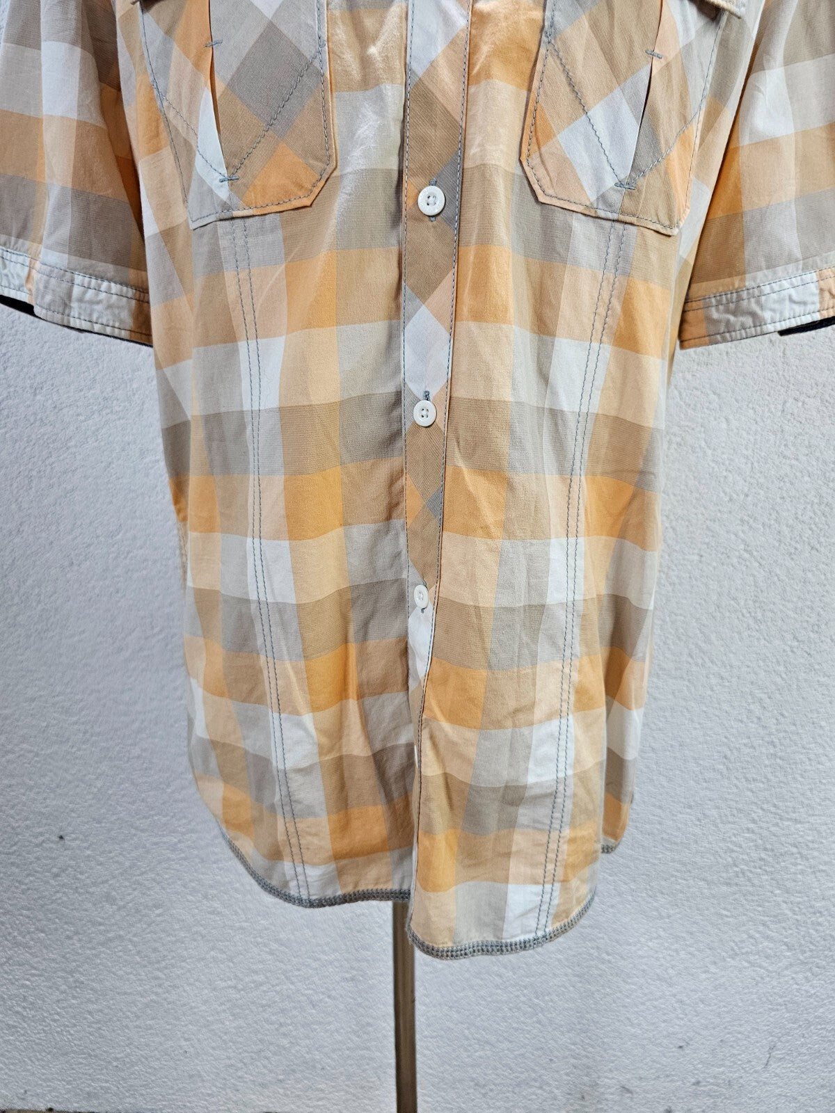 EK5799 Herren Hemd von s.Oliver, orange/beige kariert, gr. L2