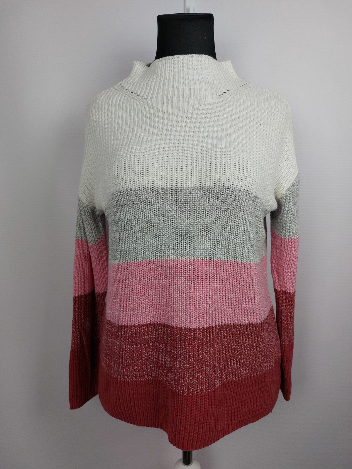 EK4570 Damen Pullover von Gina Benotti, weiß-rot, Gr.S0