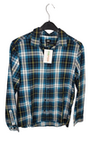 EK 4434 Bluse H&M Karriert Türkis Schwarz Gr S 100% Baumwolle0