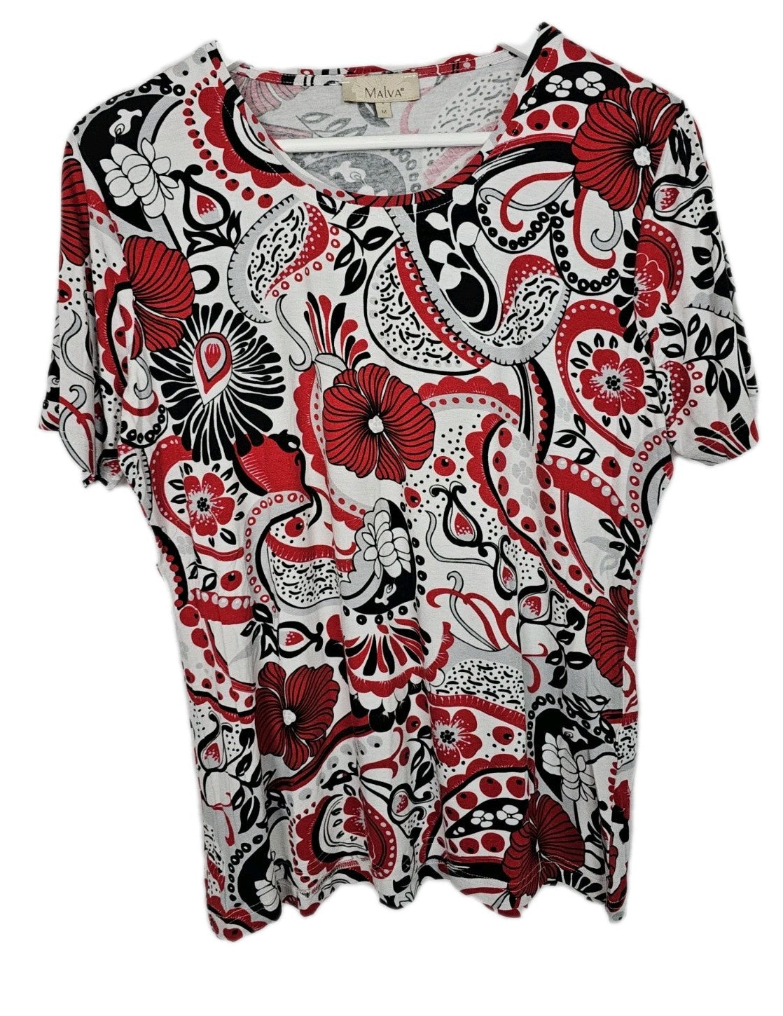 EK10280 Damen T-Shirt von Malva, rot-schwarz-grau-weiß, Gr.M0