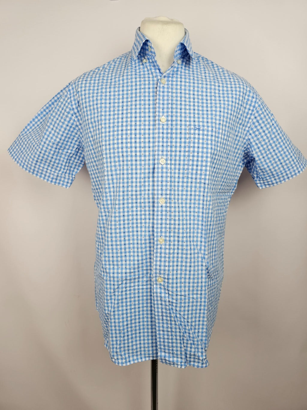 EK5358 Blau-weißes Kurzarmhemd von BRAX für Herren, Gr. L0