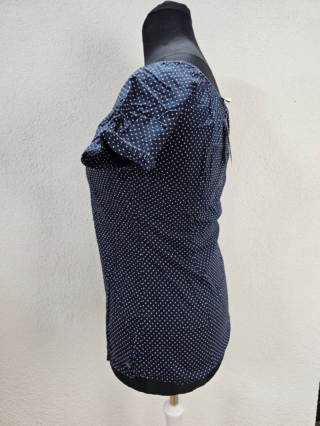 EK5742 Damen Bluse von s.Oliver, dunkelblau, gepunktet, Gr. 364