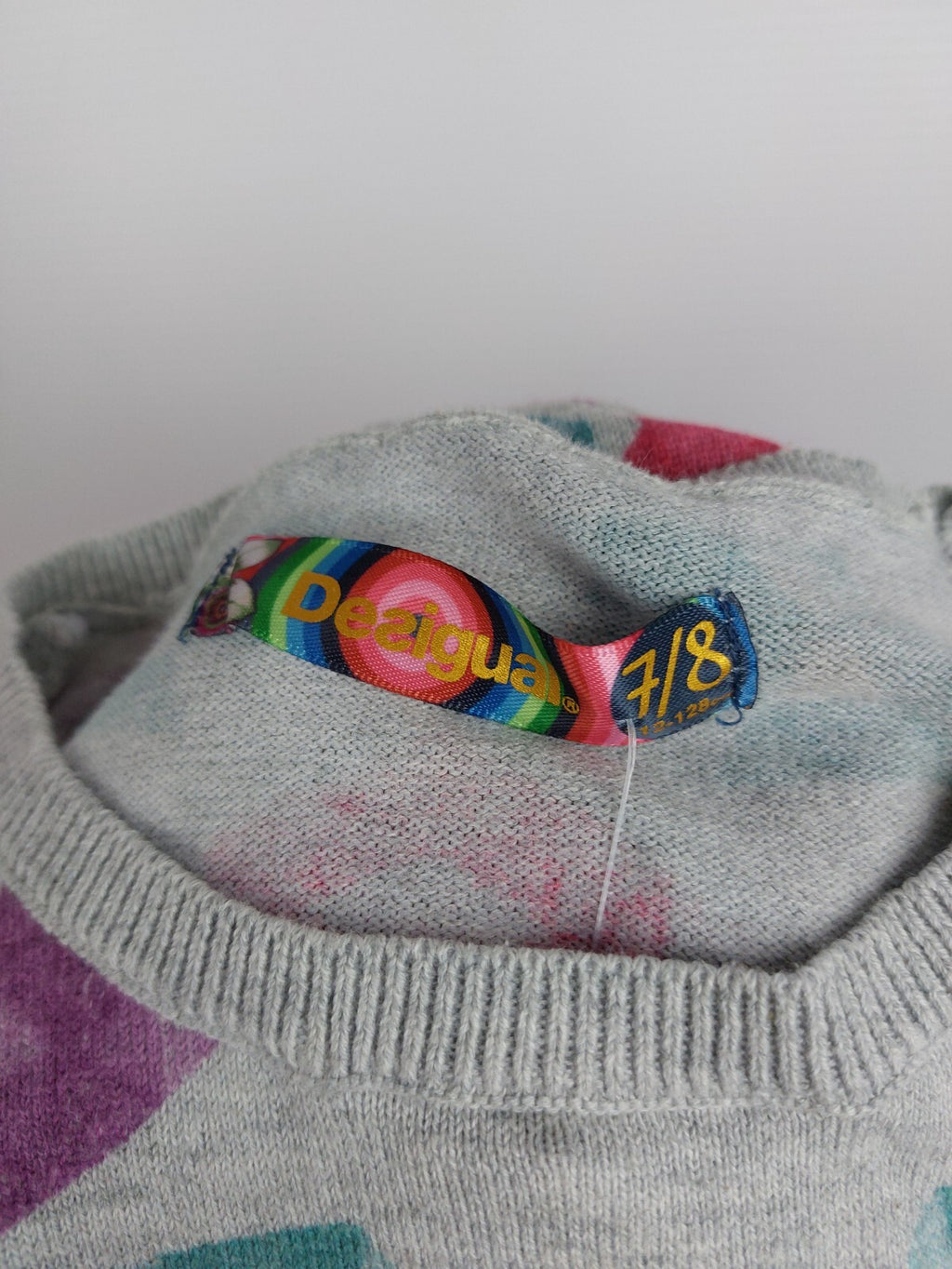 EK4533 Mädchen Pullover von Desigual, grau mit Pailletten, Gr.112-1284