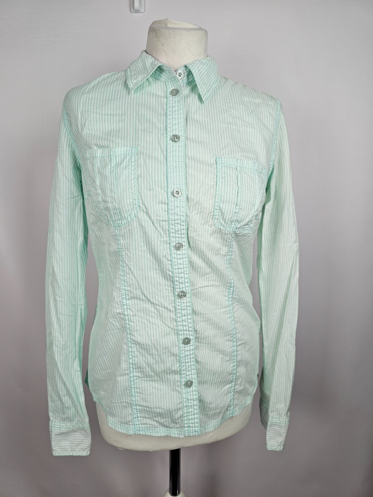 EK3921 Damen Bluse von EDC, grün/weiß gestreift, Gr. M0