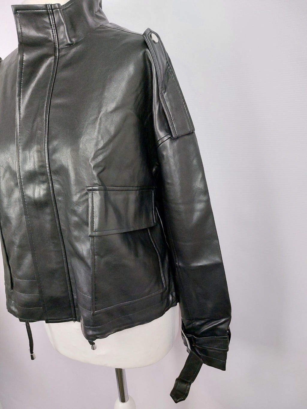EK0995 Damen Kunstlederjacke von ginatricot, schwarz, Gr. S2