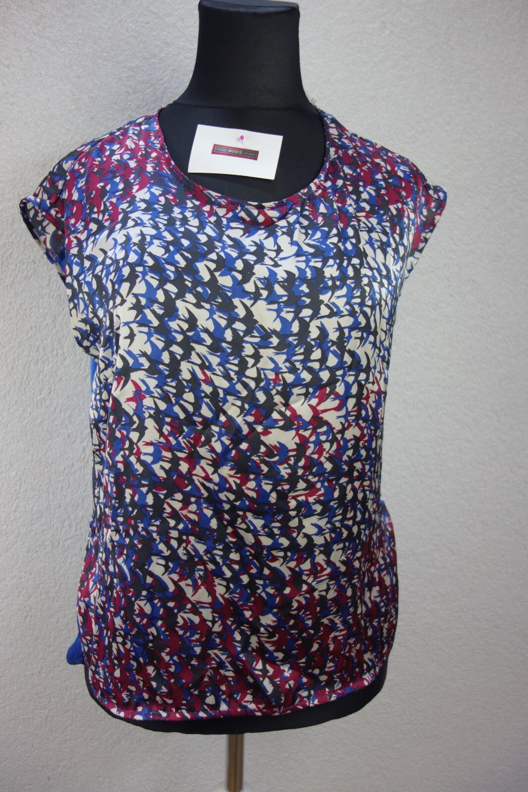 EK3905 Damen Bluse von Sisley, blau/weiß/rot, Gr. L0