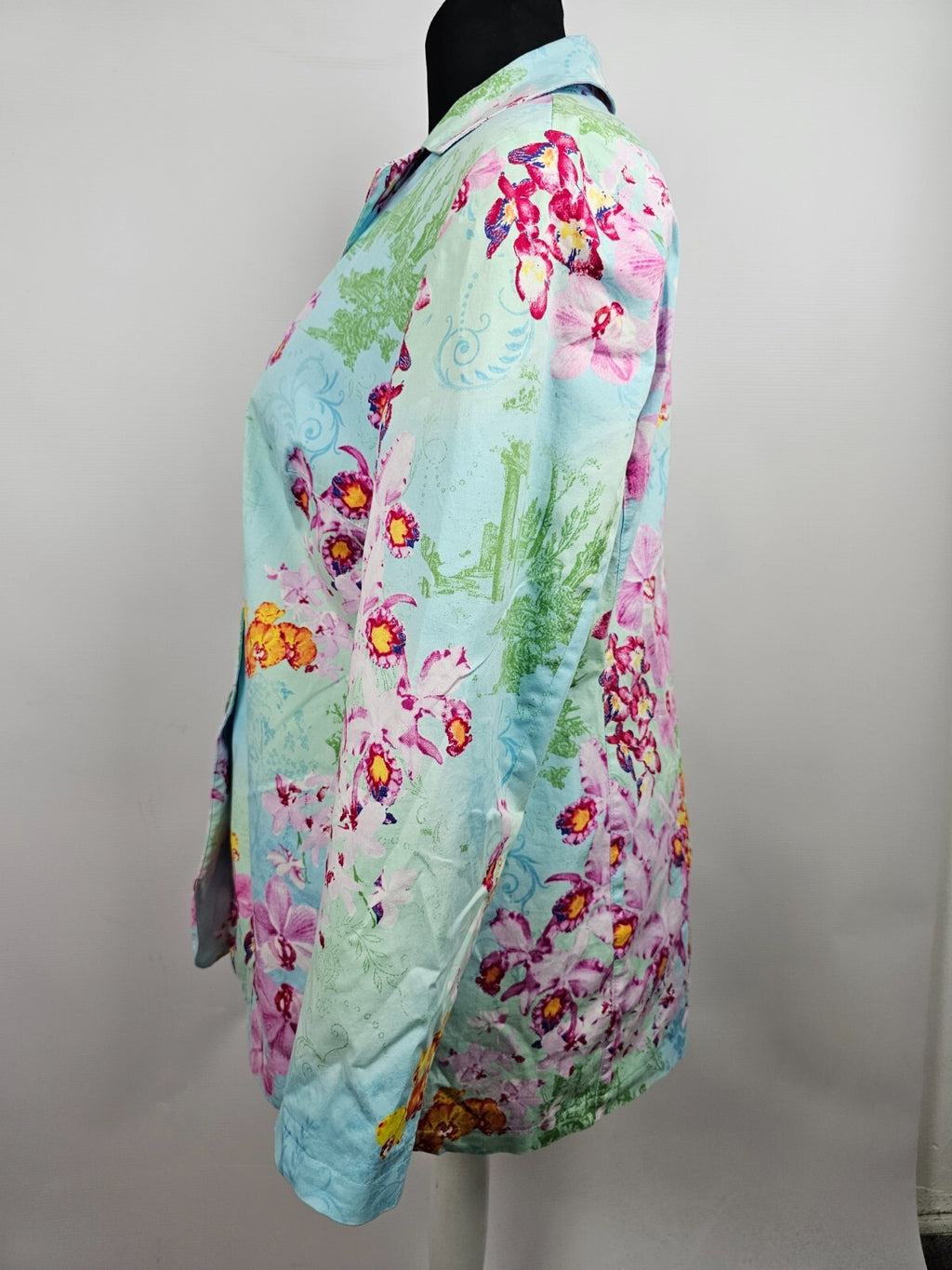 EK5434 Damen Jacke, blau mit Blumen, Gr. 482