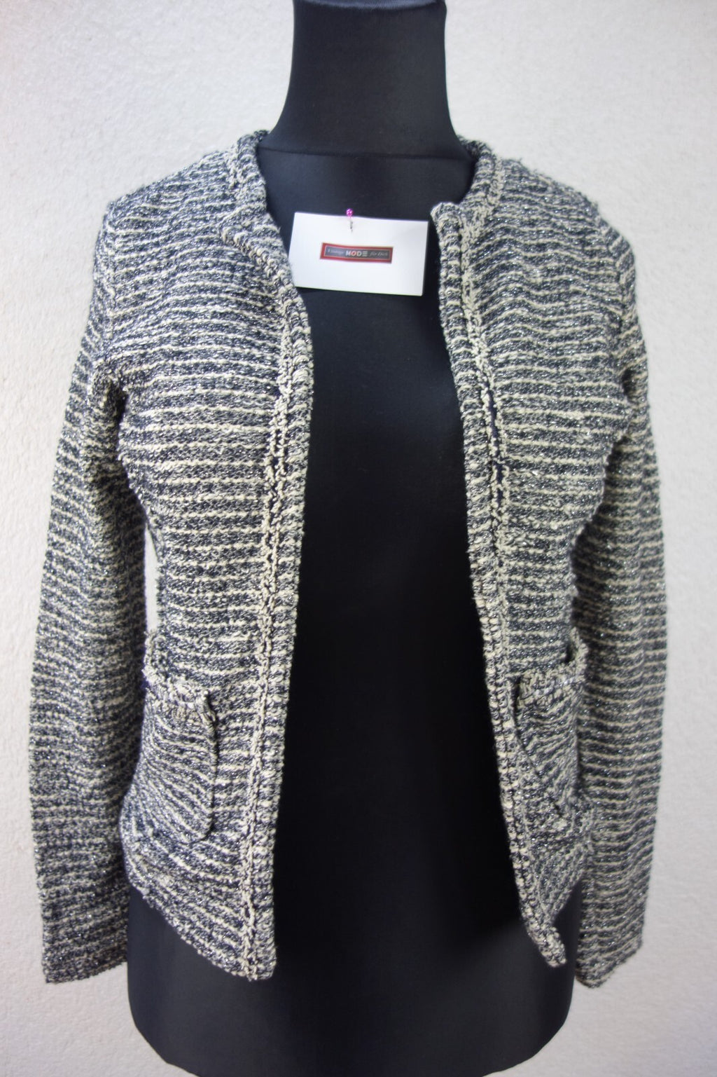 EK3624 Damen Strickjacke von Cartoon, schwarz/weiß0