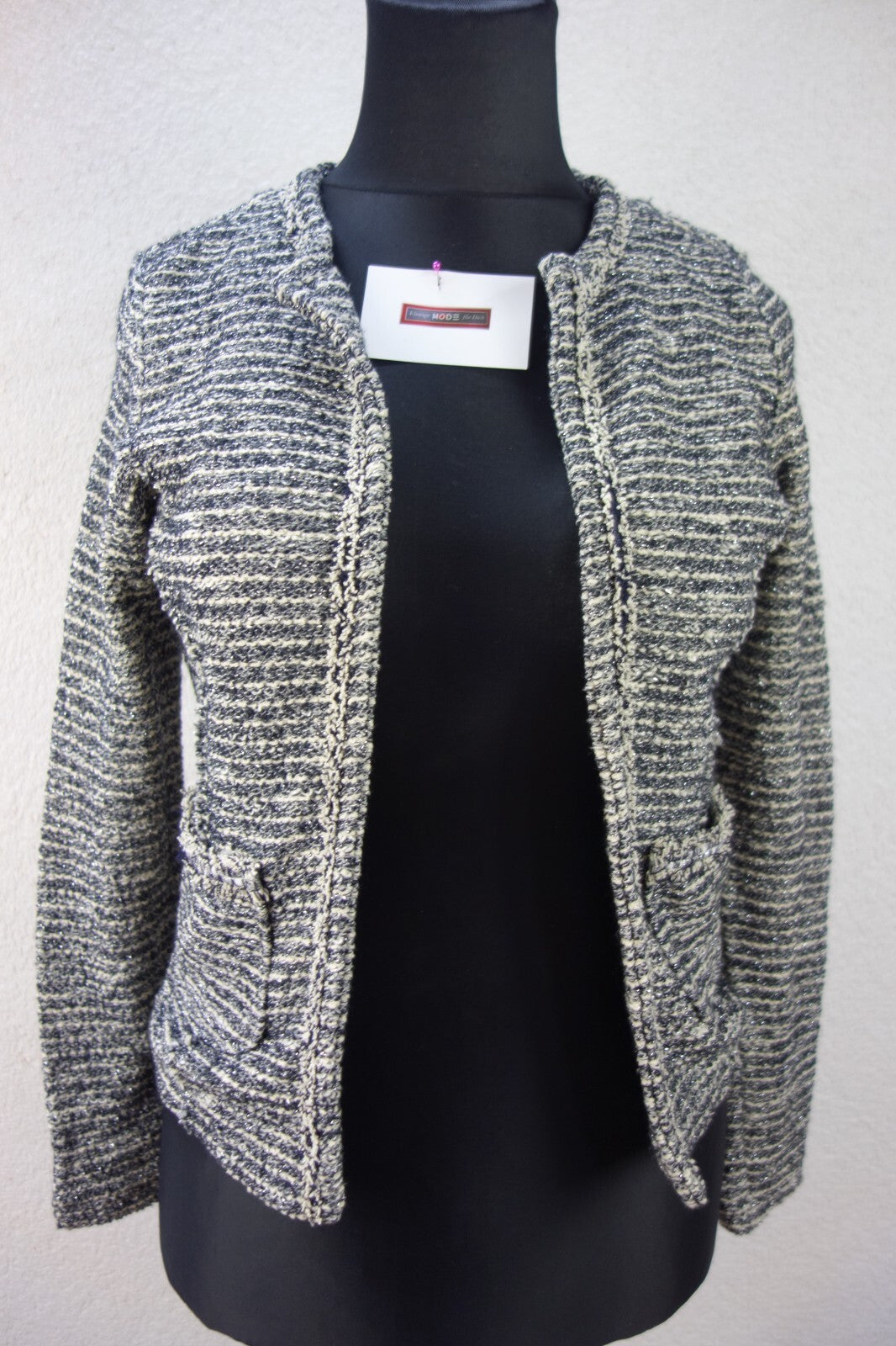 EK3624 Damen Strickjacke von Cartoon, schwarz/weiß0