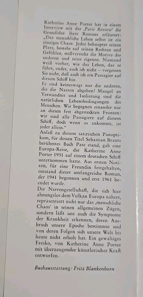 EB3780 Das Narrenschiff, Kathetine Anne Porter3