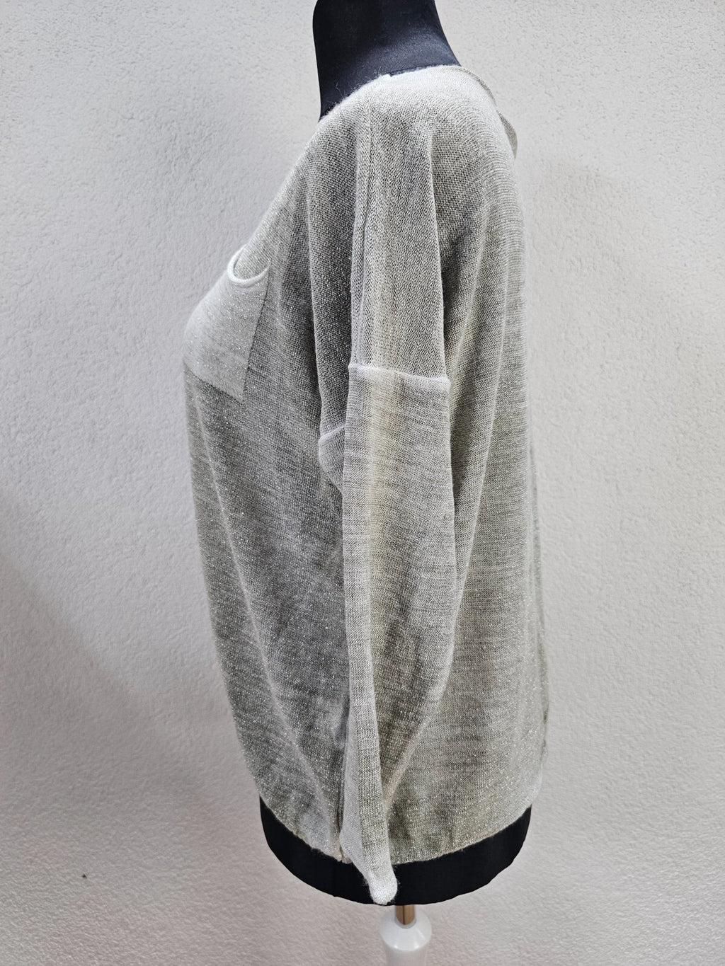 EK5866 Damen Glitzer Pullover, graugrün, Gr. 2XL4