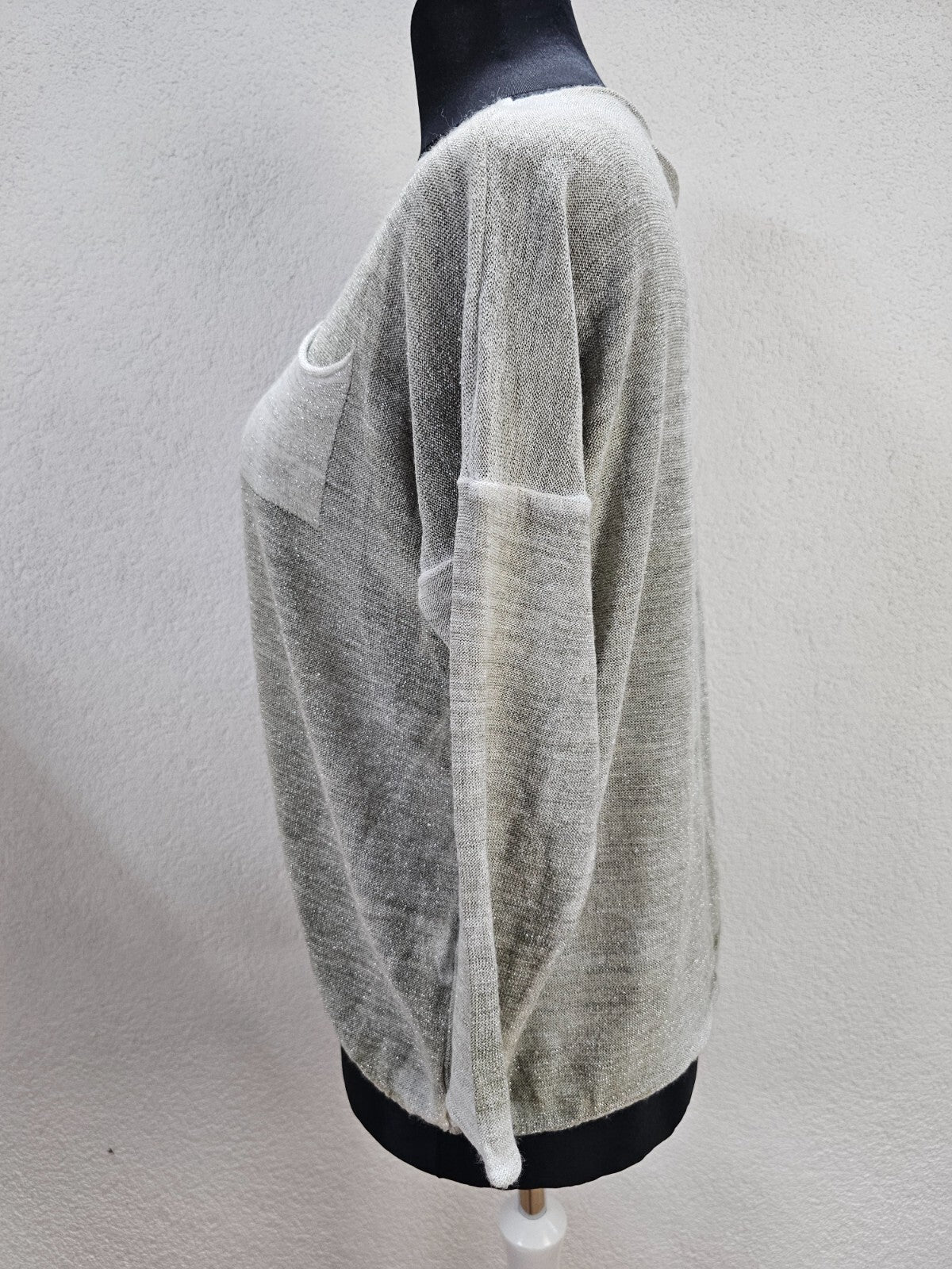 EK5866 Damen Glitzer Pullover, graugrün, Gr. 2XL4
