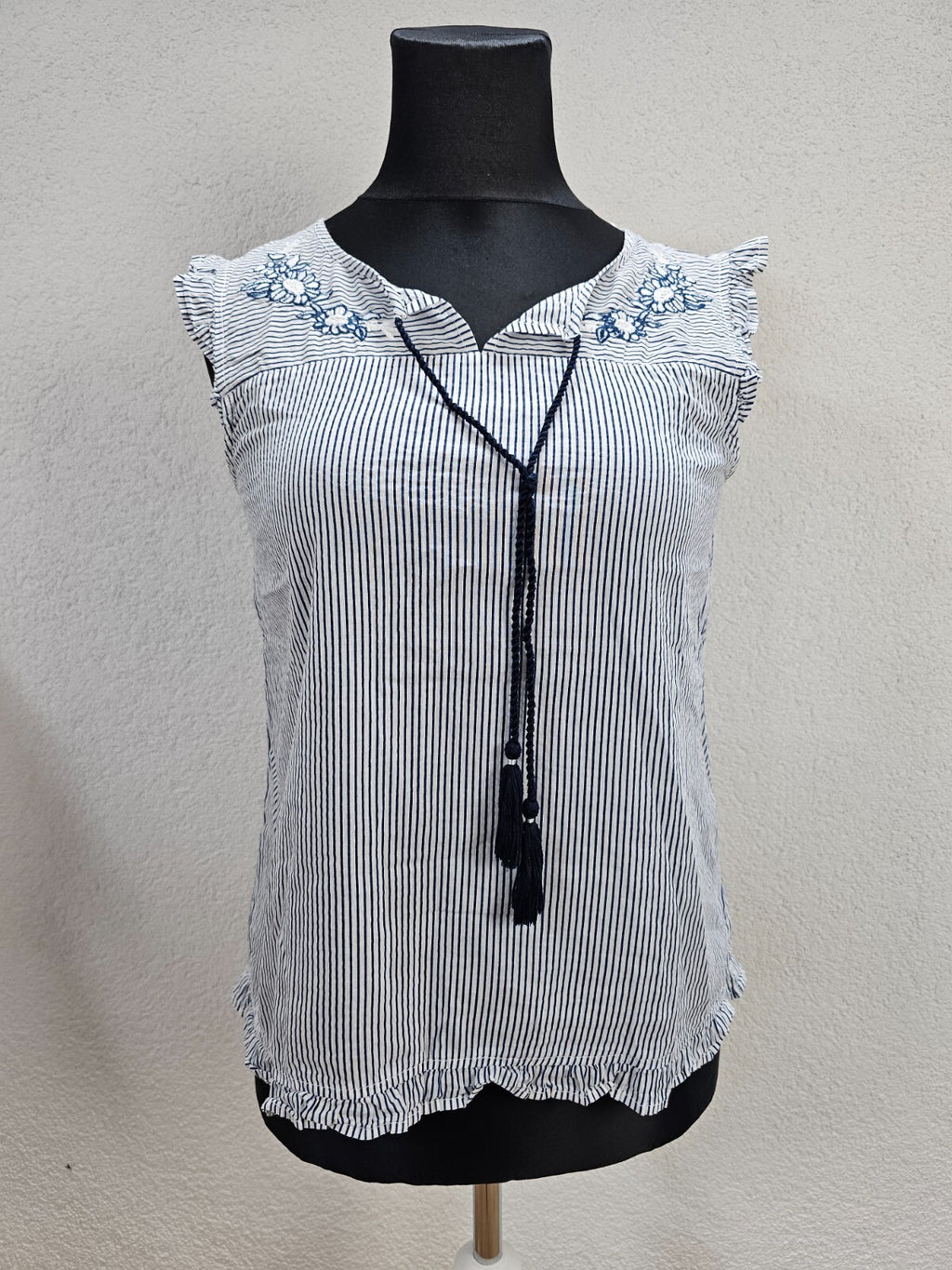 EK5932 Damen Bluse von Gina, weiß/blau gestreift, Gr. 400