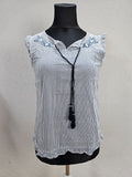 EK5932 Damen Bluse von Gina, weiß/blau gestreift, Gr. 400