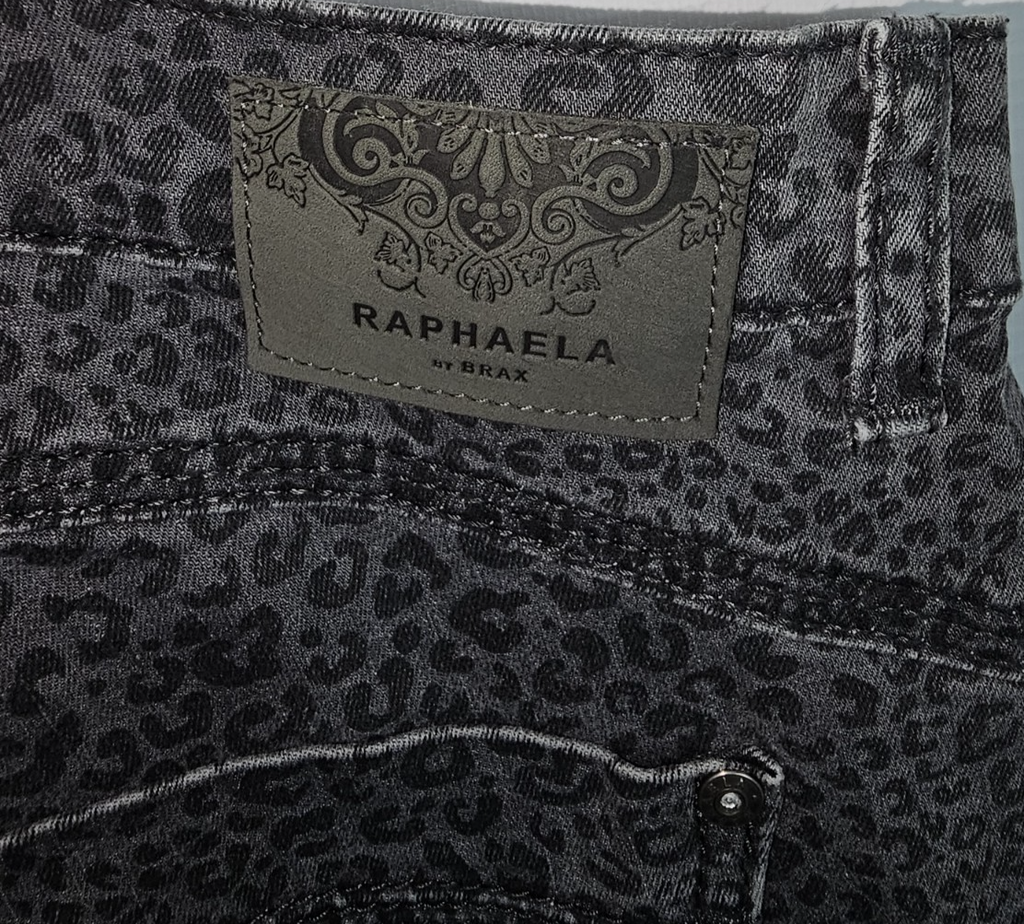 EK7984 Damen Jeans von Brax, grau mit Leo Muster, Gr.444