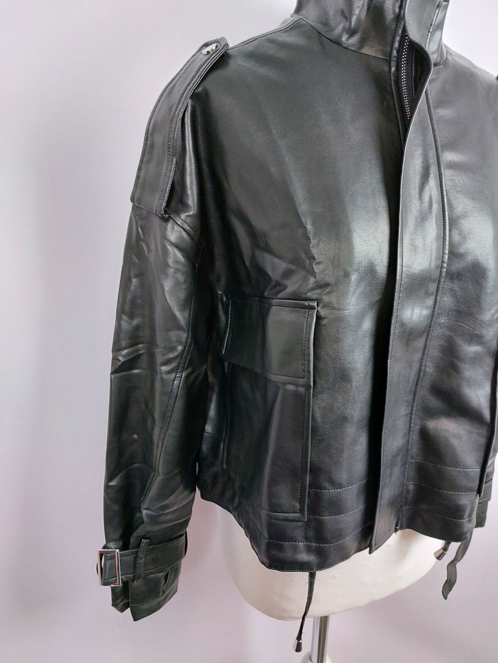 EK0995 Damen Kunstlederjacke von ginatricot, schwarz, Gr. S3