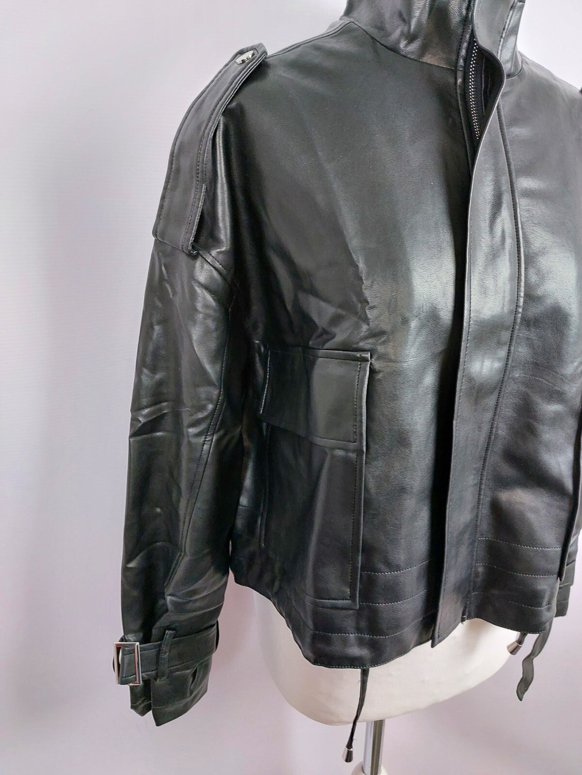 EK0995 Damen Kunstlederjacke von ginatricot, schwarz, Gr. S3
