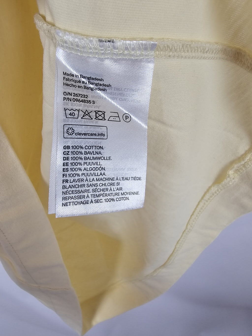 EK8878 Herren Muskelshirt von H&M, Gelb, Gr. S2