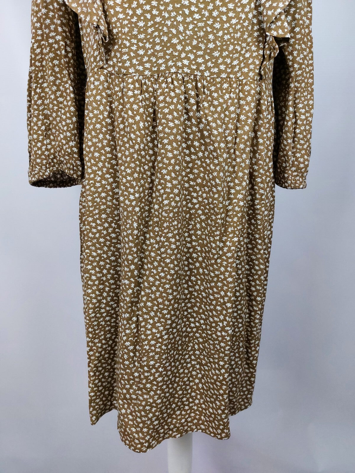 EK4669 Damen Kleid von Object, braun/weiß, Gr. 382