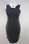 EK0974 Dame Kleid von Vera&Lucy, schwarz mit Lederverzierung, Gr. L0