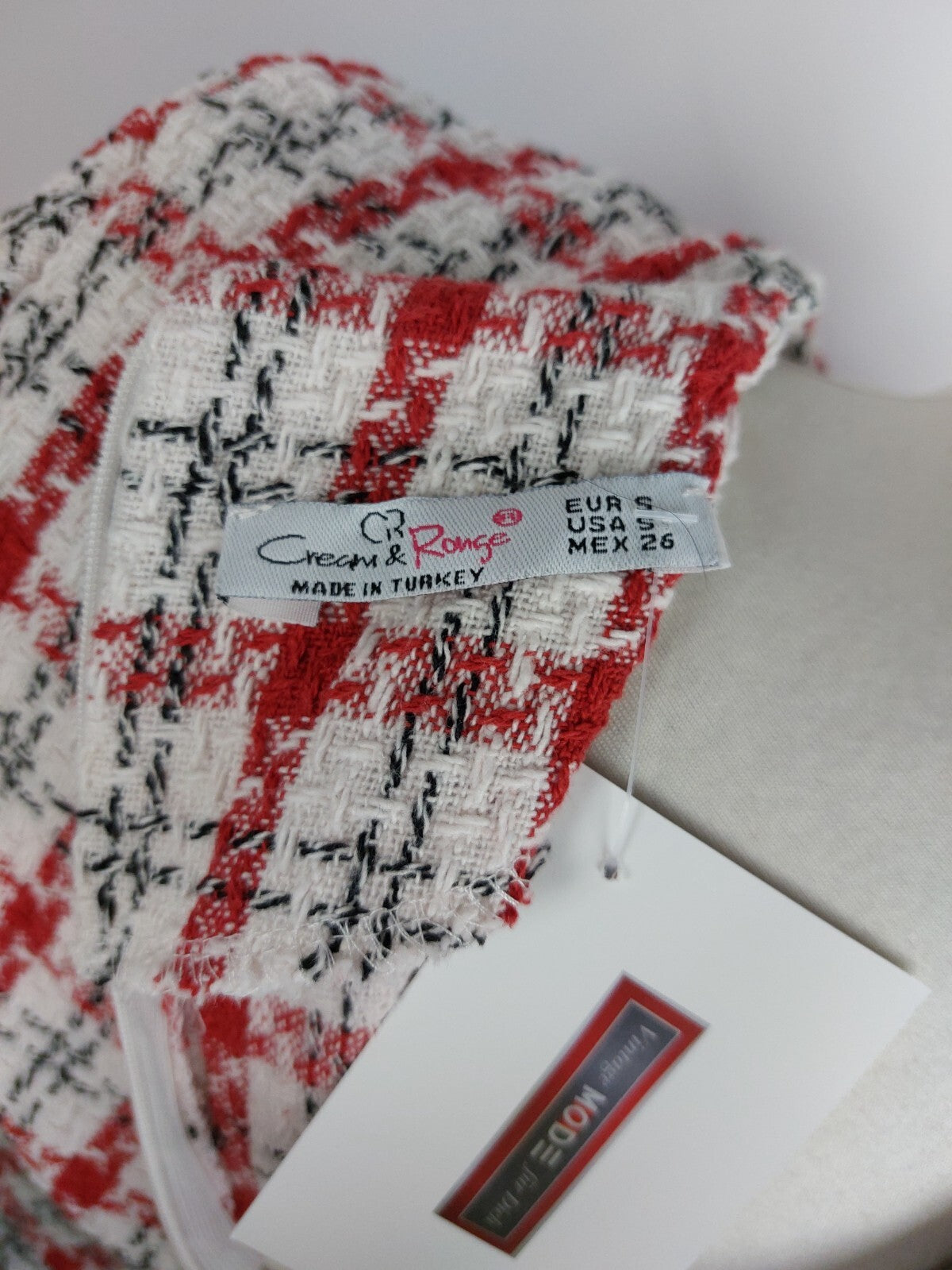 EK4616 Damen Kleid von Cream&Ronge, rot-weiß, Gr. S6