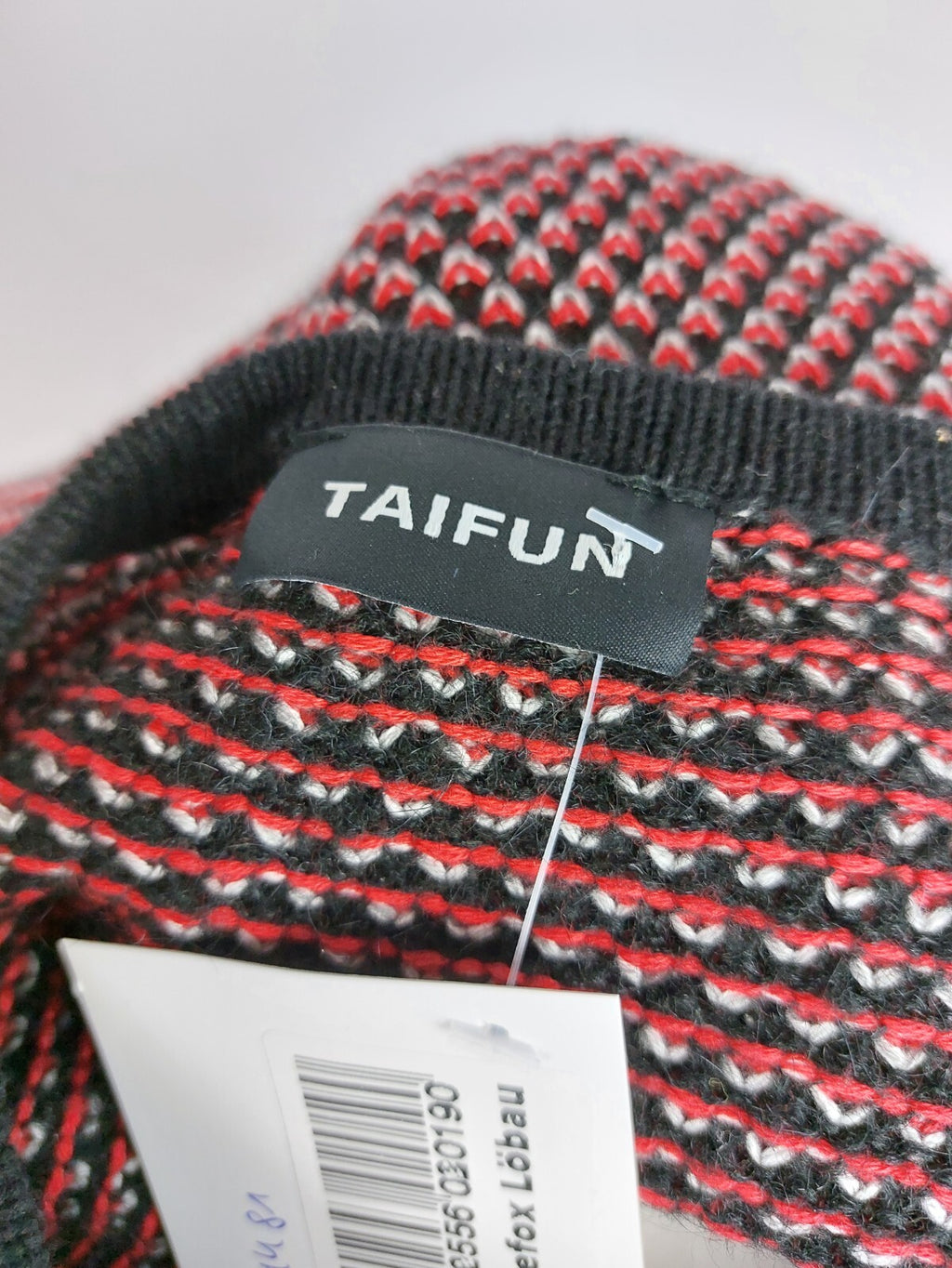 EK4481 Damen Strickjacke von Taifun, rot-schwarz-weiß, Gr.M7