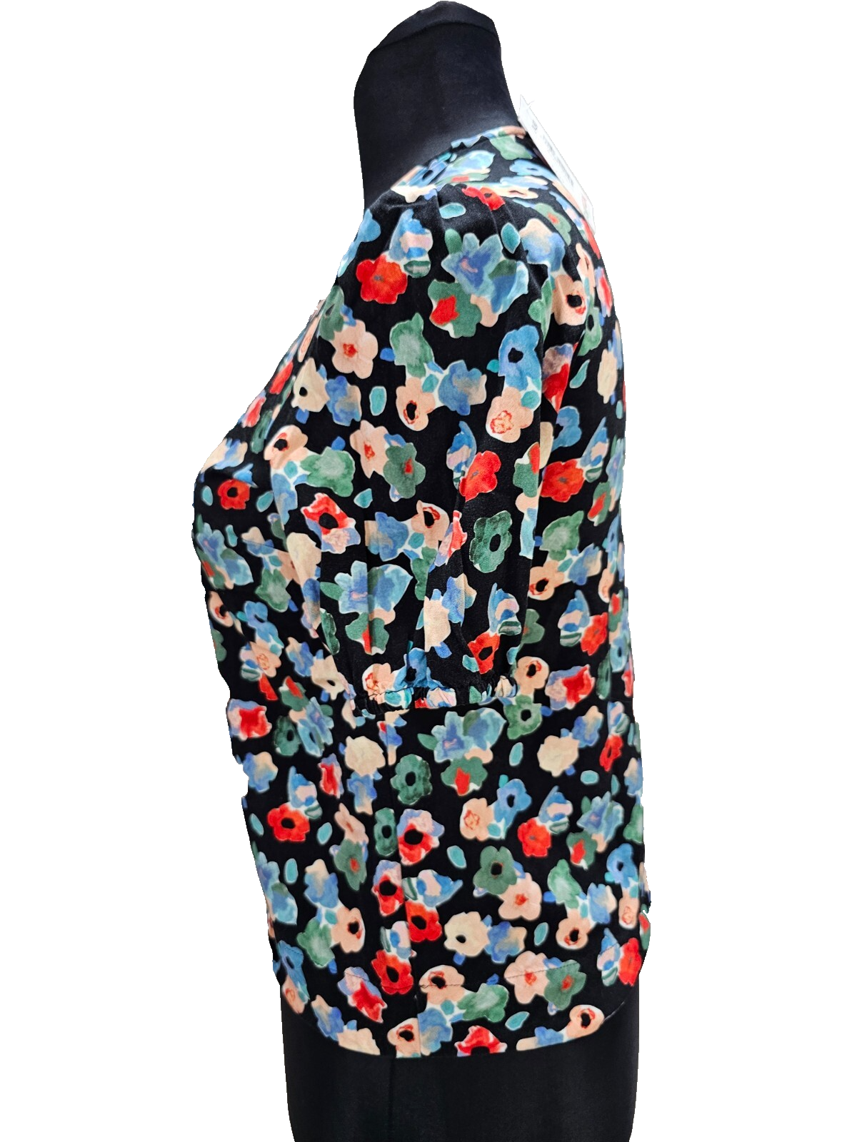 EK6317 Damen T-Shirt von Armedangels, schwarz mit Blumen, Gr. 402