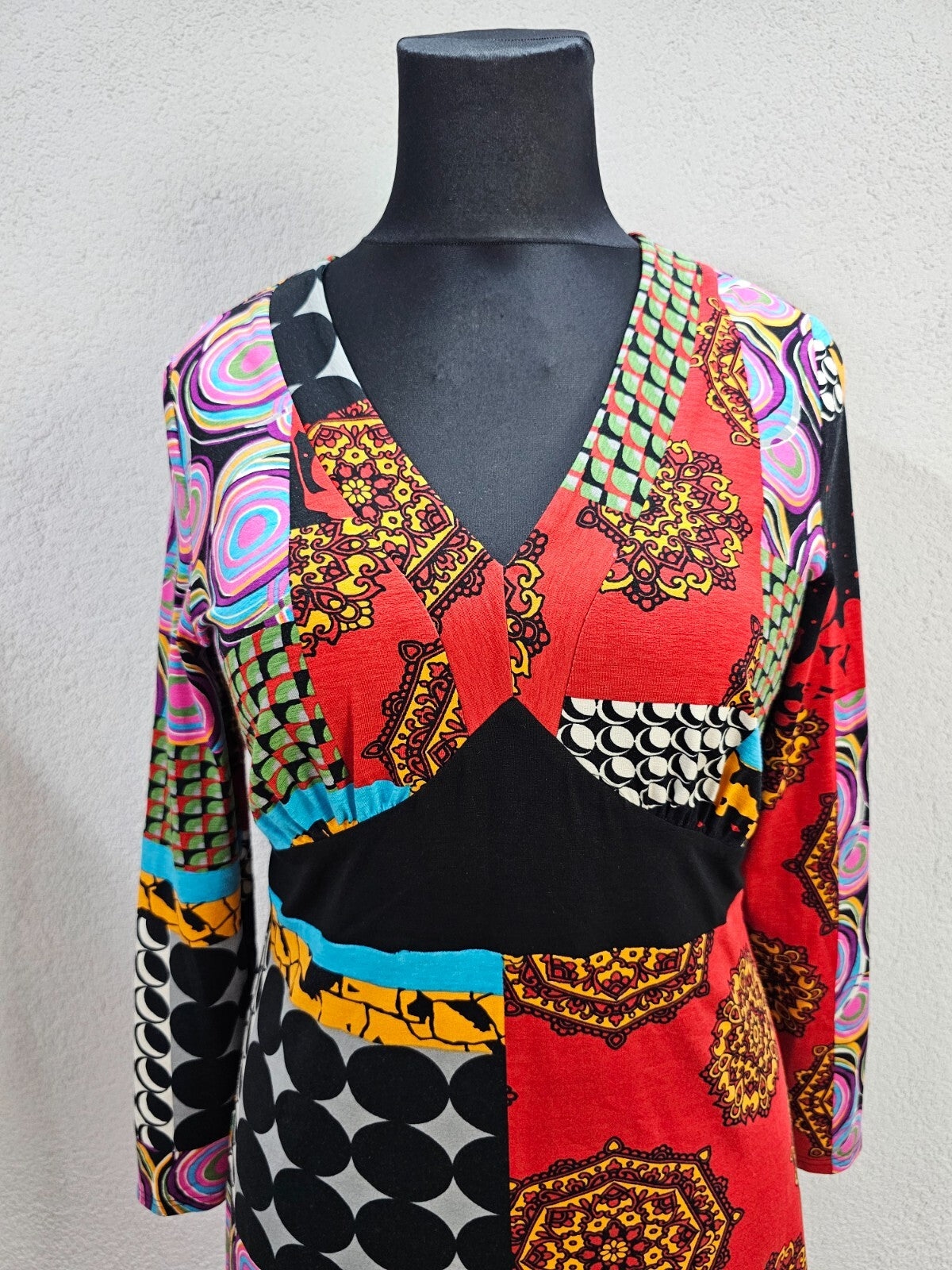 EK0977 Damen Kleid von Heine, mehrfarbig mit Muster, Gr. 461