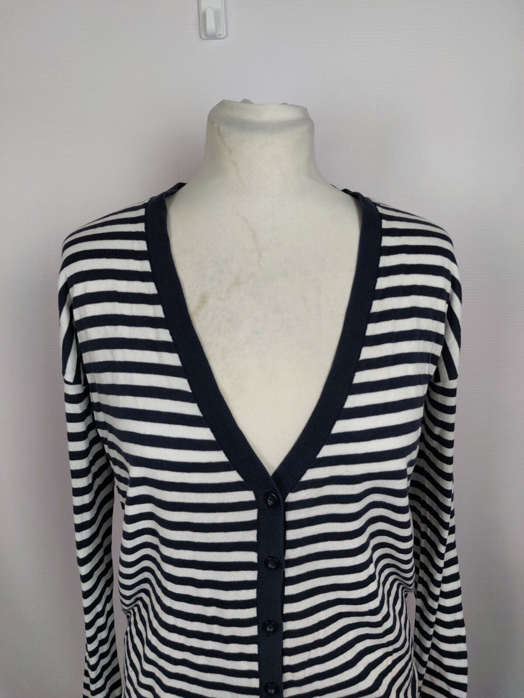 EK5035 Damen Strickjacke von Esprit, grau/weiß gestreift, Gr. M1