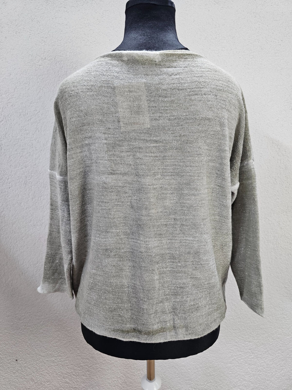 EK5866 Damen Glitzer Pullover, graugrün, Gr. 2XL5