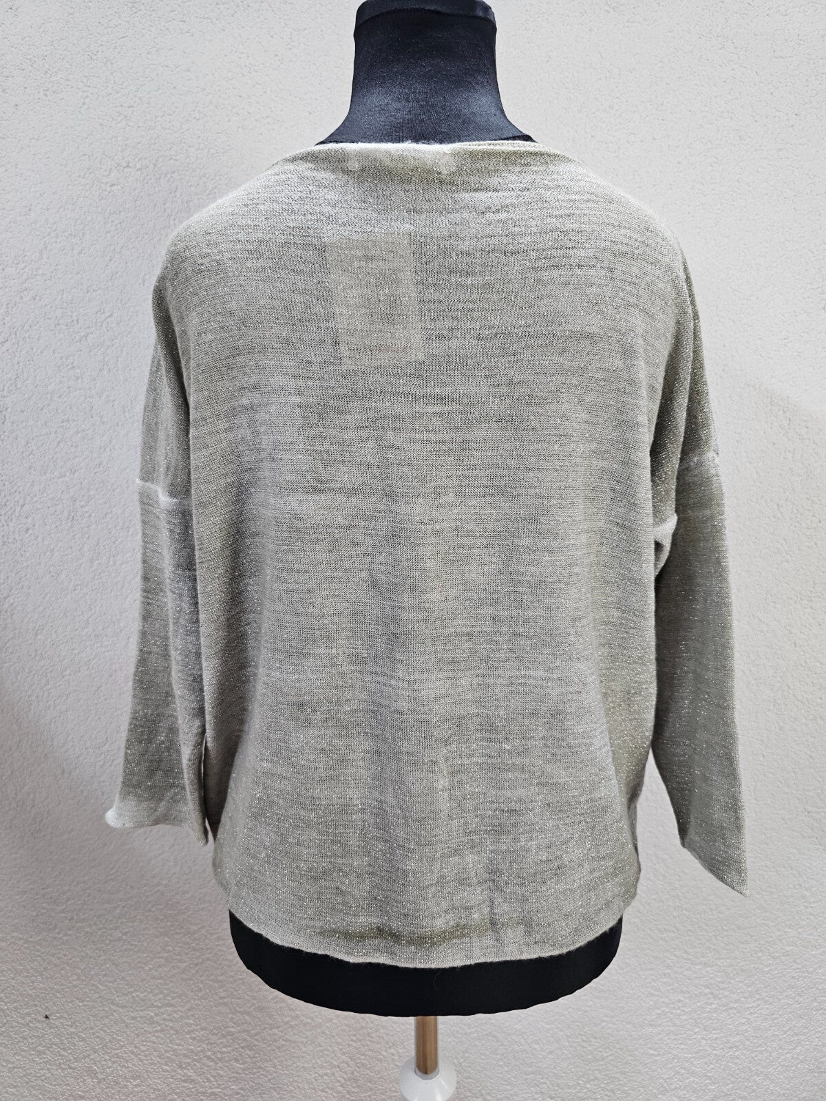 EK5866 Damen Glitzer Pullover, graugrün, Gr. 2XL5