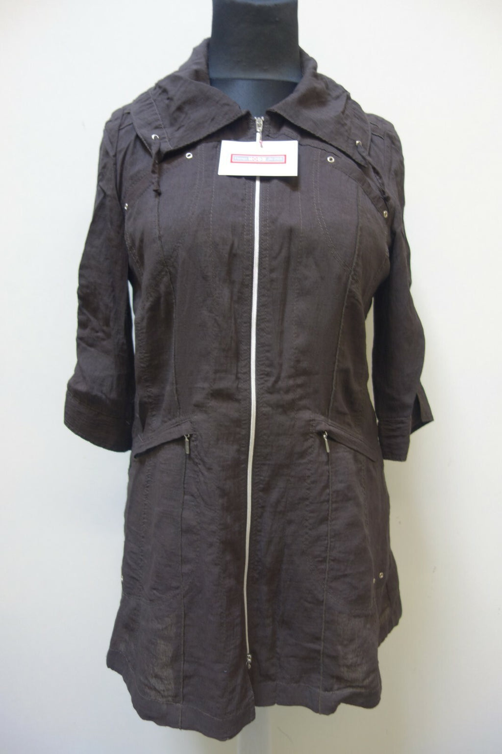 EK1018 Damen Blusenkleid mit Reißverschluss, braun, von Gelco, Gr. 400